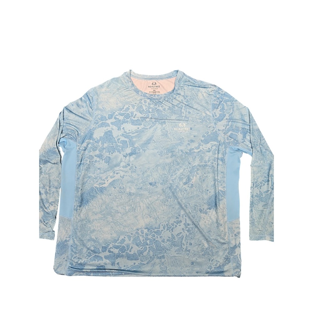 Realtree Fishing Shirt Mens 3XL Blue Performance Long Sleeve Lightweight Stain